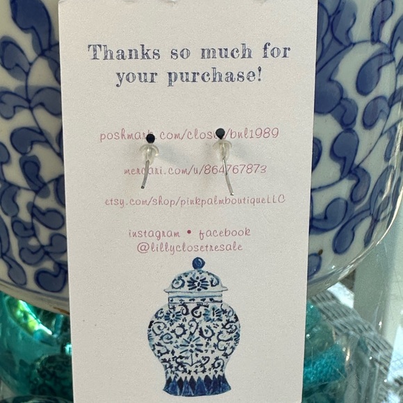 Chinoiserie Porcelain Dangle Earrings Pink+Green / Blue + White Grandmillennial - Picture 5 of 15